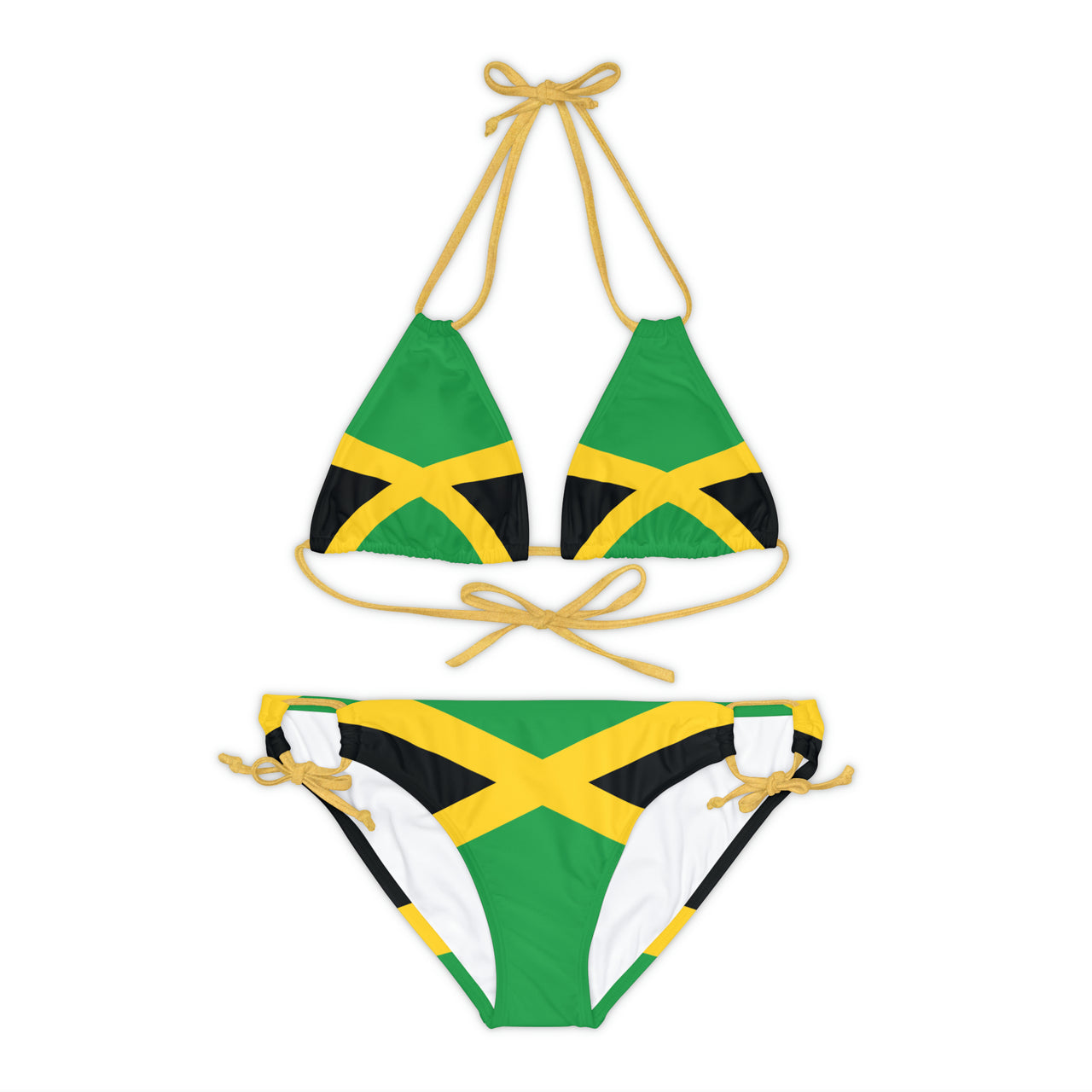 Jamaican Flag Strappy Bikini Set (AOP)