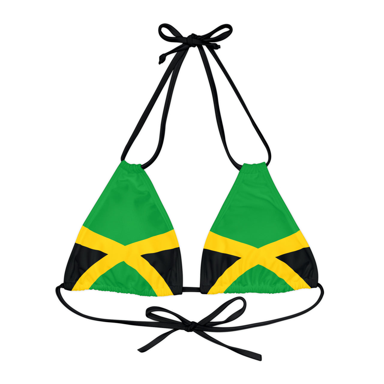 Jamaican Flag Strappy Triangle Bikini Top (AOP)