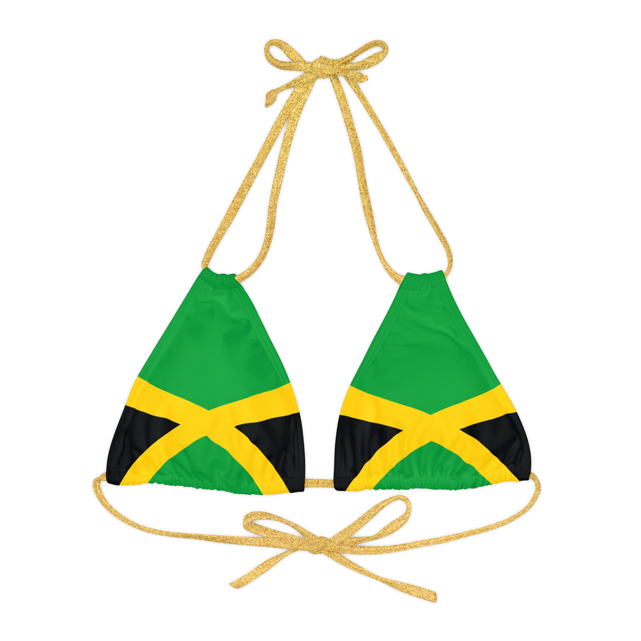 Jamaican Flag Strappy Triangle Bikini Top (AOP)