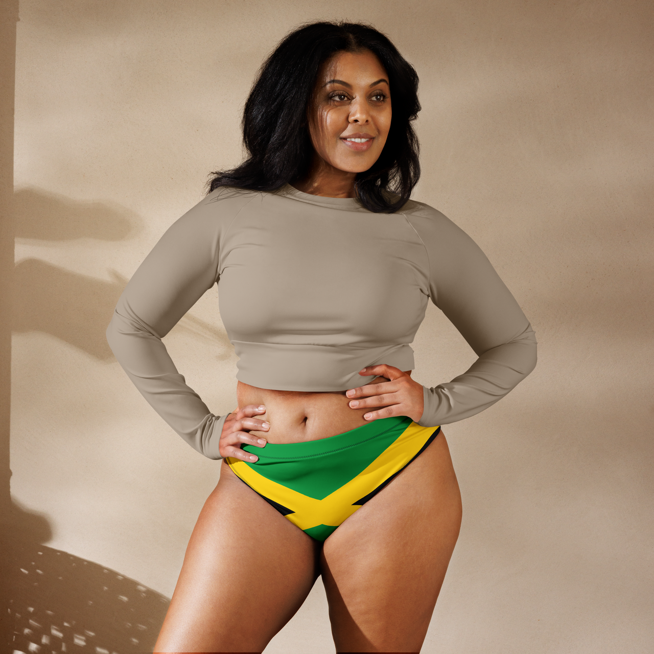 Jamaican Flag Recycled high-waisted bikini bottom