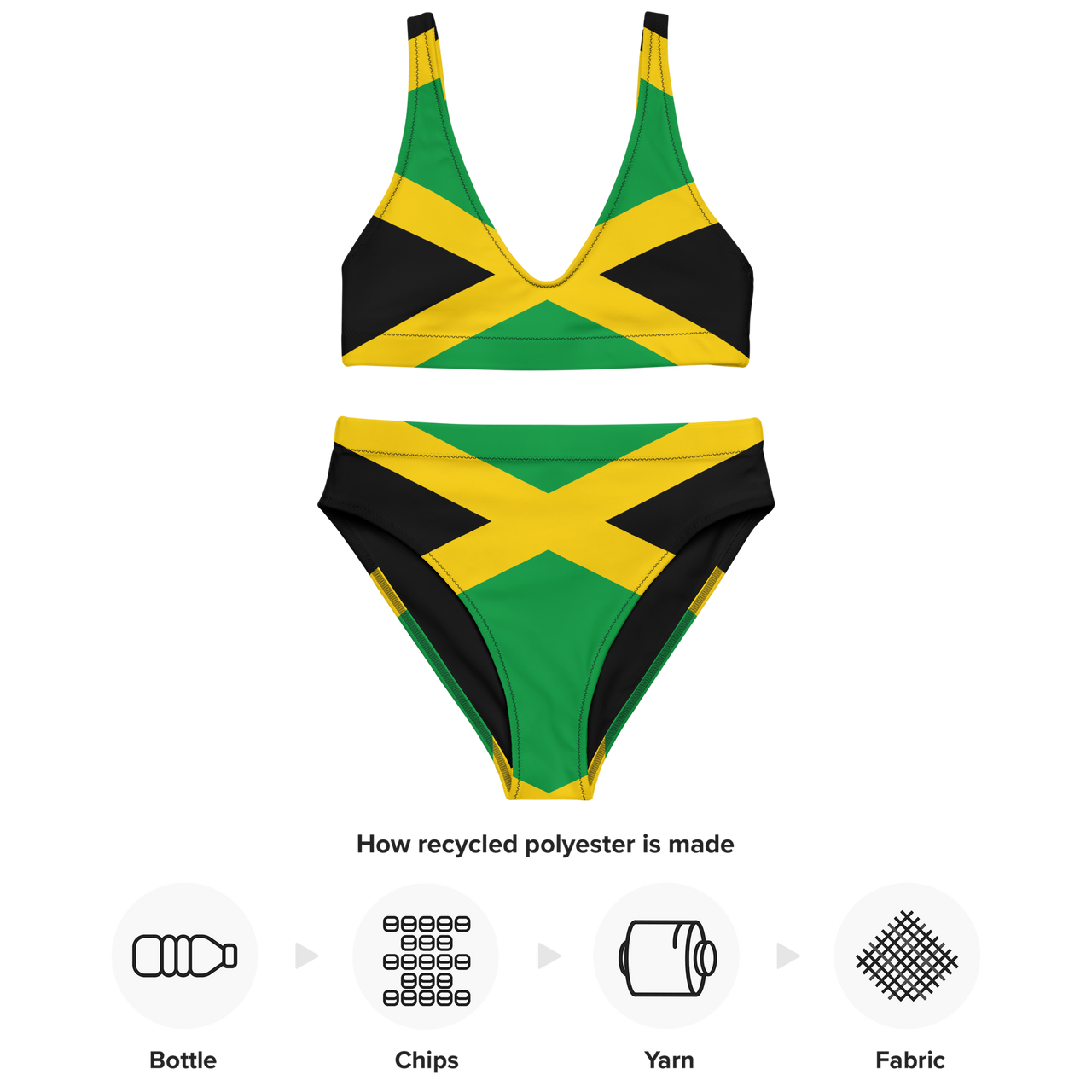 Jamaican Flag Recycled high-waisted bikini