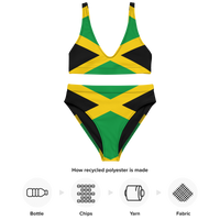 Thumbnail for Jamaican Flag Recycled high-waisted bikini