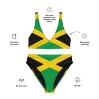 Thumbnail for Jamaican Flag Recycled high-waisted bikini