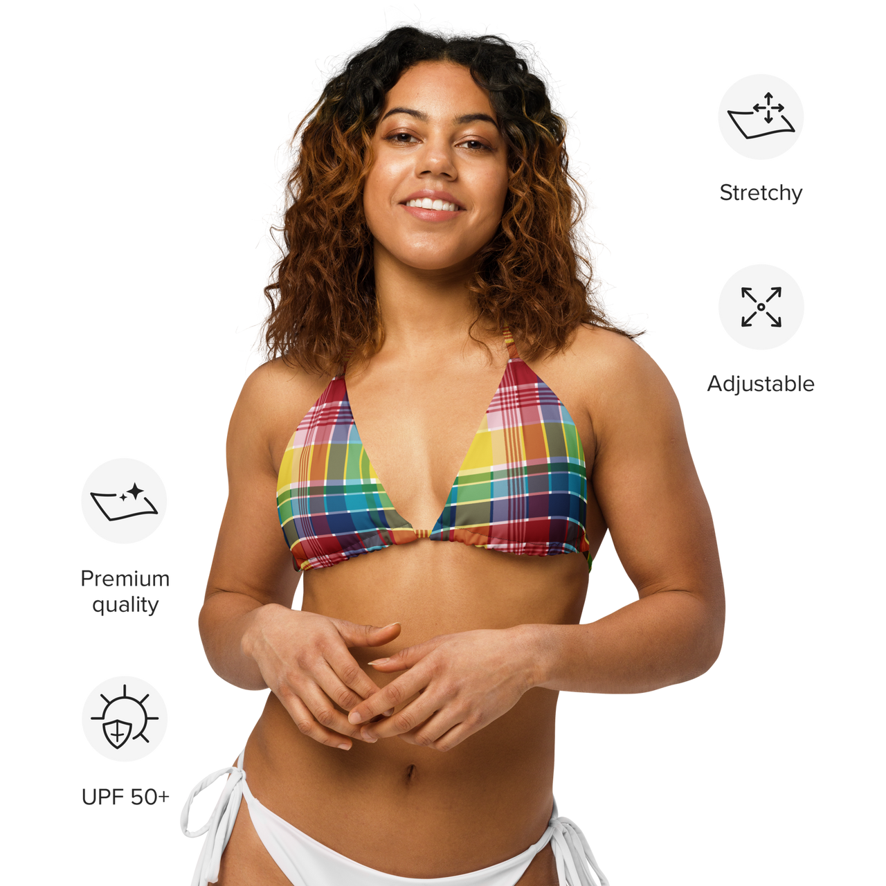 Virgin Islands Madras recycled string bikini top