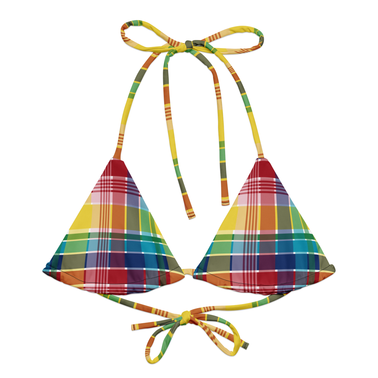 Virgin Islands Madras recycled string bikini top