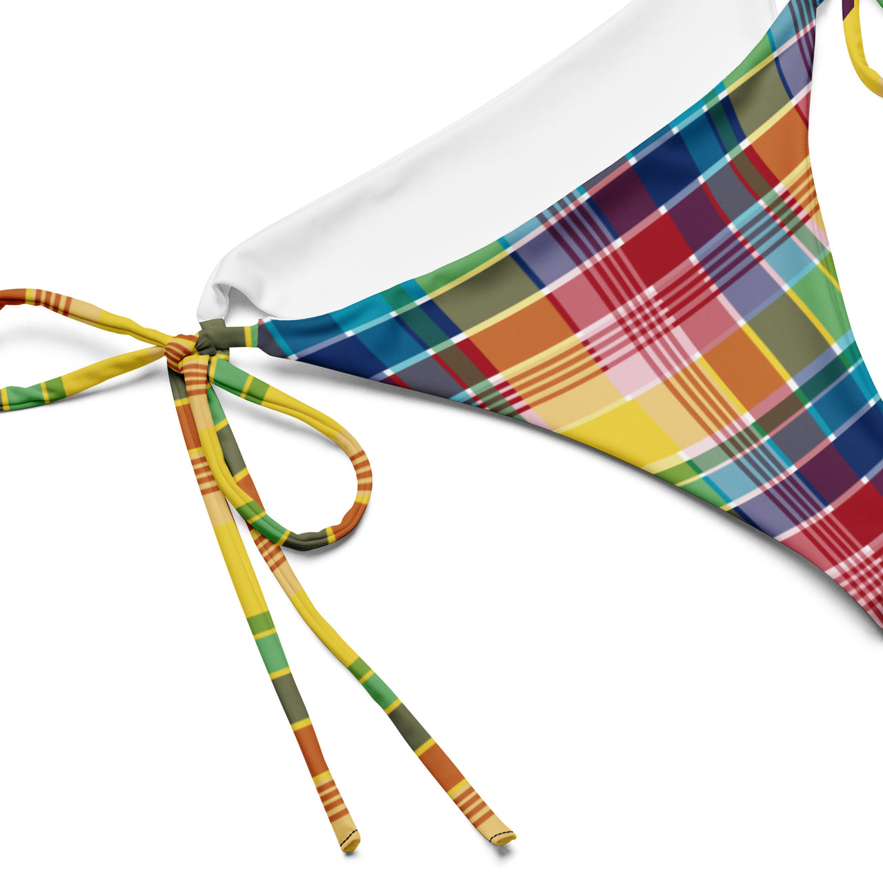 Virgin Islands Madras recycled string bikini bottom