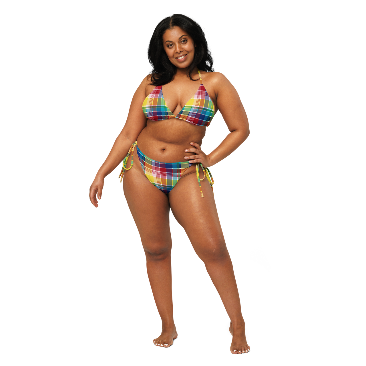 Virgin Islands Madras All-over print recycled string bikini