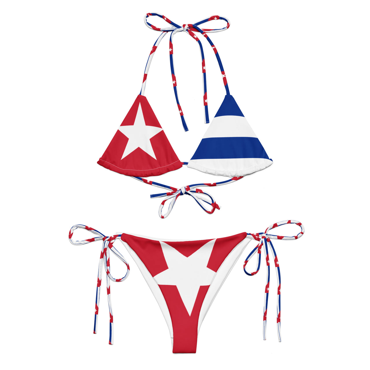 Cuban Flag All-over print recycled string bikini