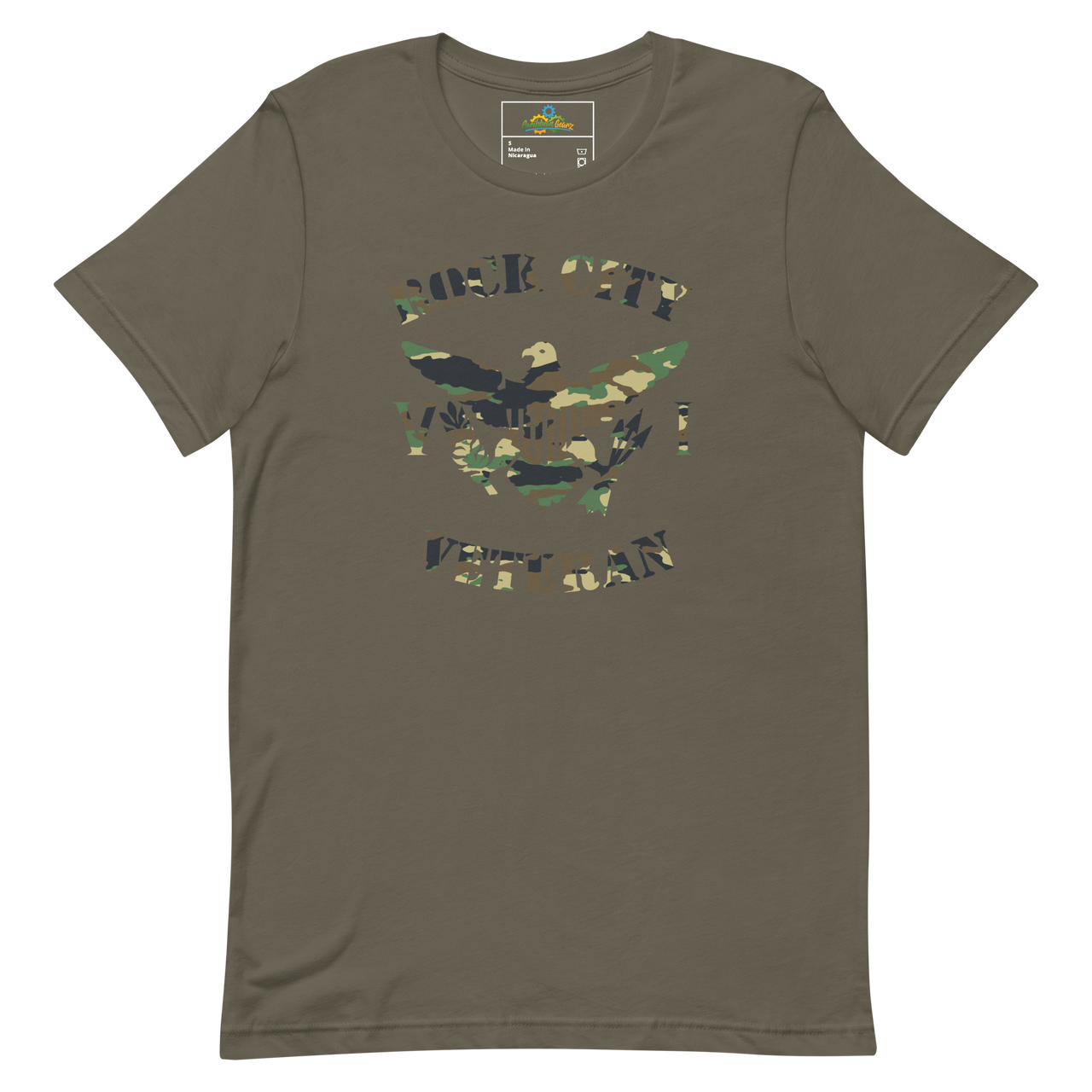 Rock City Veteran Green Camo Virgin Islands Flag Unisex T-Shirt