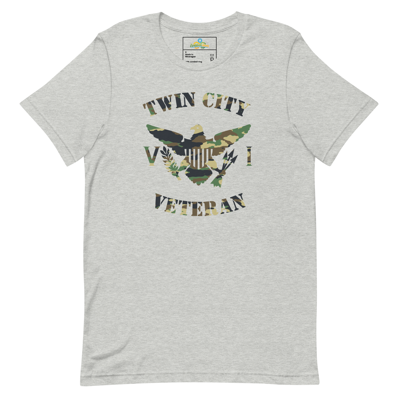 Twin City Veteran Green Camo Virgin Islands Flag Unisex T-Shirt