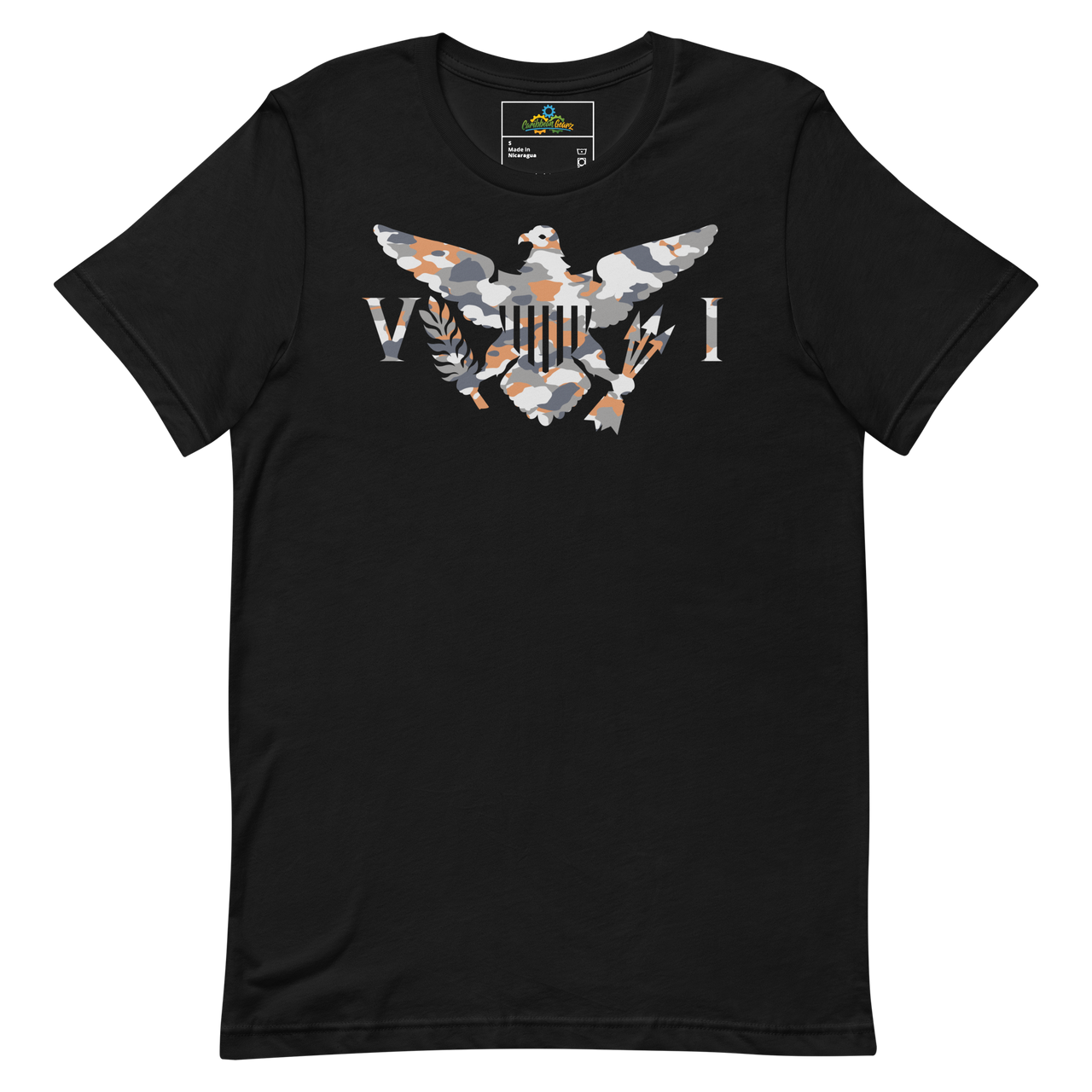 Virgin Islands Flag Orange Grey White Camo Unisex t-shirt