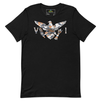 Thumbnail for Virgin Islands Flag Orange Grey White Camo Unisex t-shirt