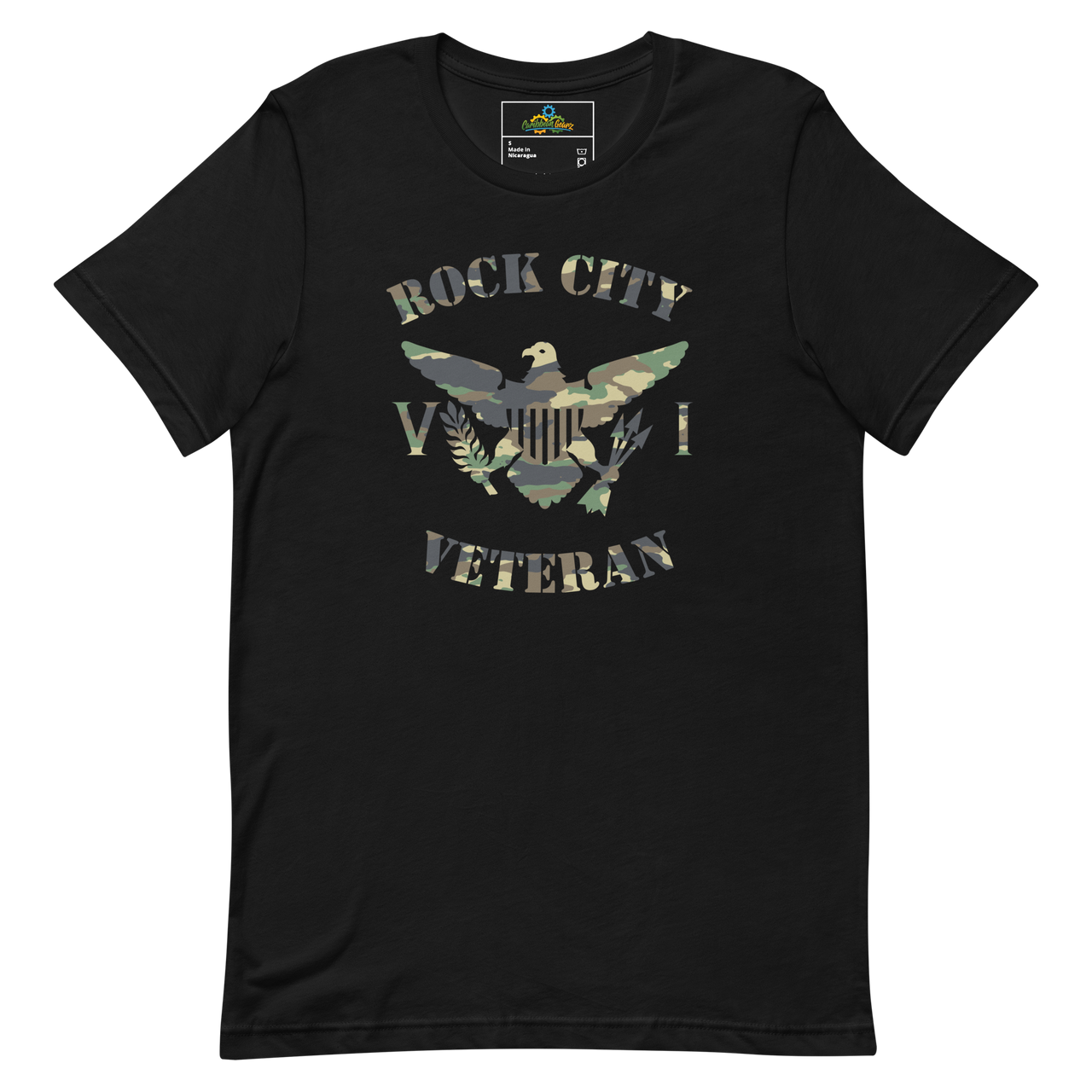 Rock City Veteran Green Camo Virgin Islands Flag Unisex T-Shirt