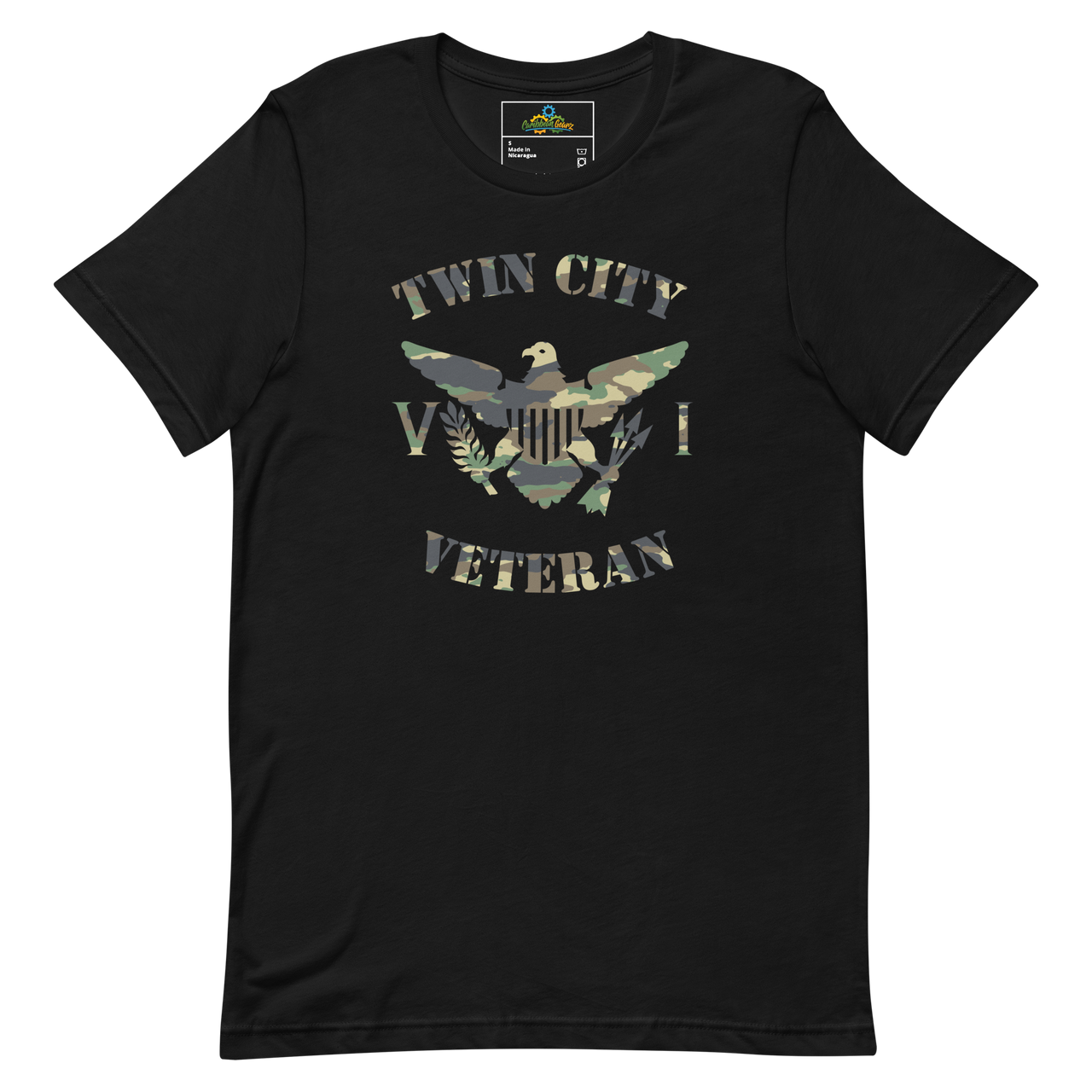 Twin City Veteran Green Camo Virgin Islands Flag Unisex T-Shirt