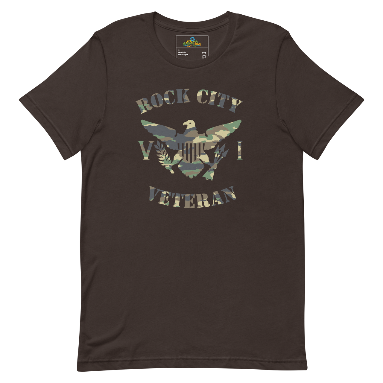 Rock City Veteran Green Camo Virgin Islands Flag Unisex T-Shirt