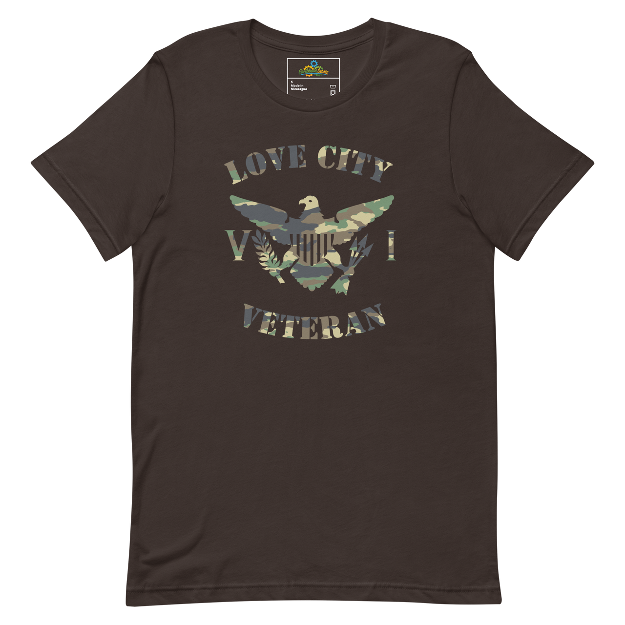 Love City Veteran Green Camo Virgin Islands Flag Unisex T-Shirt