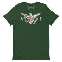 Thumbnail for Virgin Islands Flag Orange Grey White Camo Unisex t-shirt