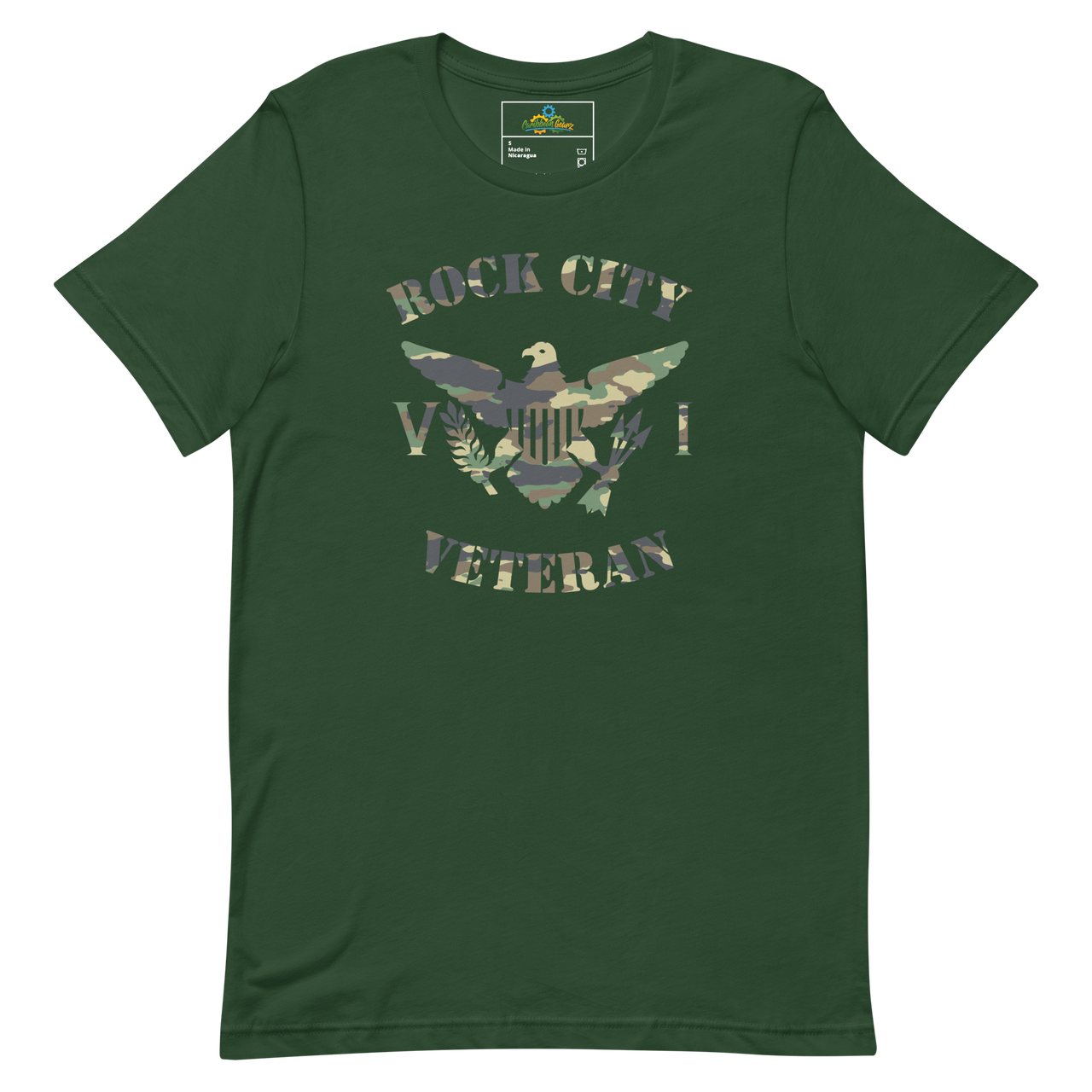 Rock City Veteran Green Camo Virgin Islands Flag Unisex T-Shirt