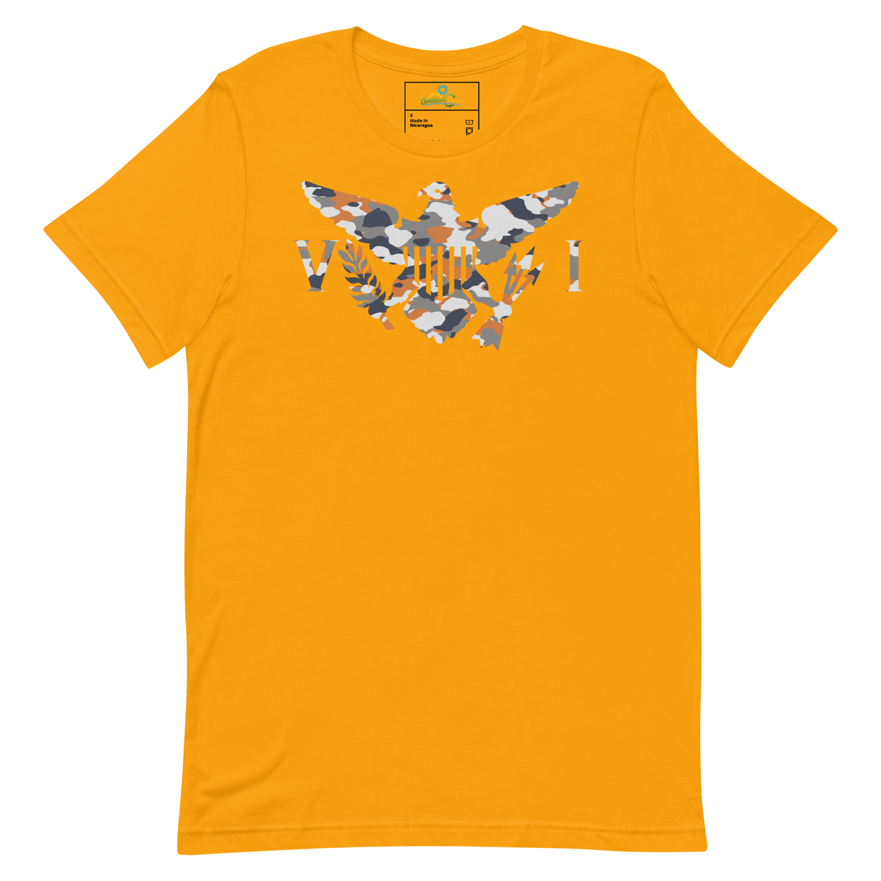 Virgin Islands Flag Orange Grey White Camo Unisex t-shirt