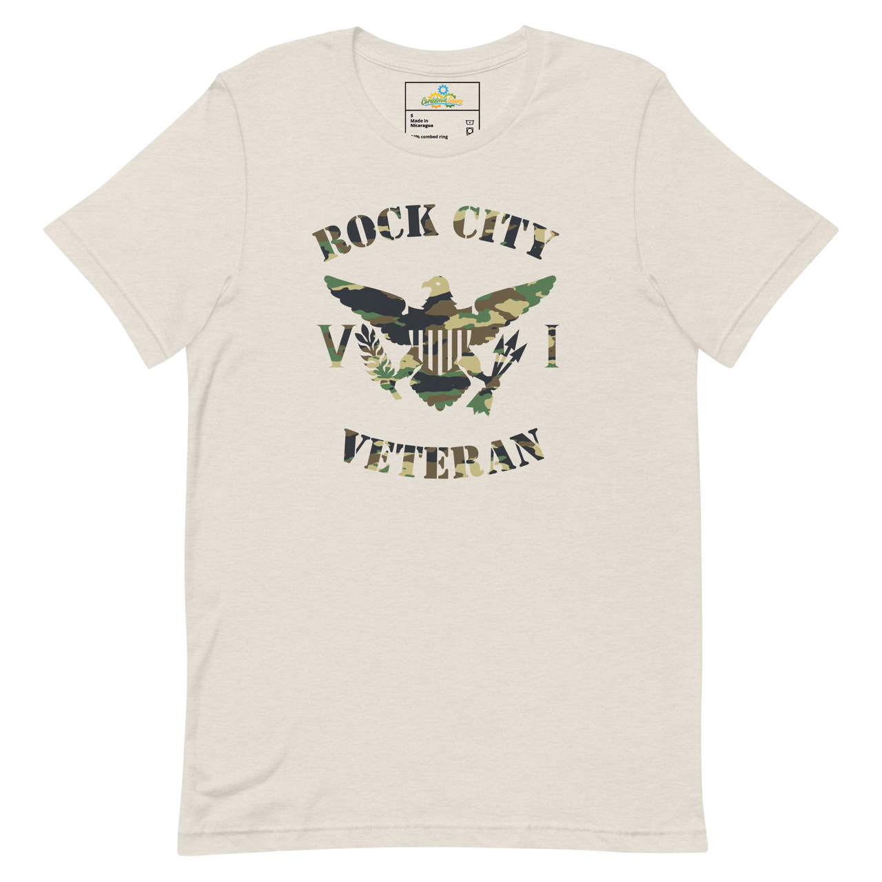 Rock City Veteran Green Camo Virgin Islands Flag Unisex T-Shirt