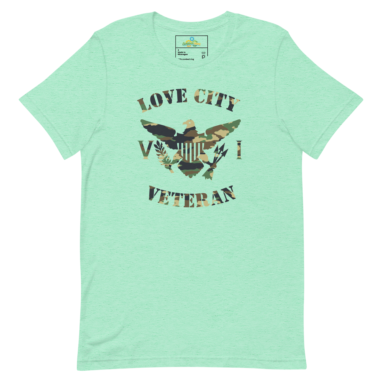 Love City Veteran Green Camo Virgin Islands Flag Unisex T-Shirt