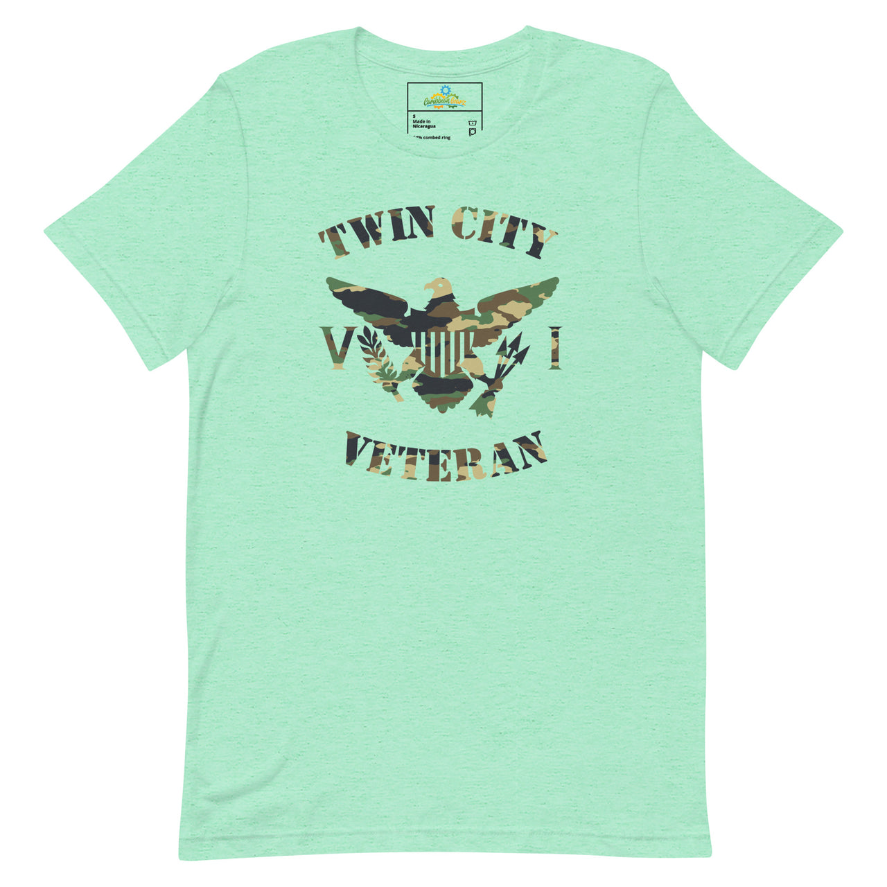 Twin City Veteran Green Camo Virgin Islands Flag Unisex T-Shirt