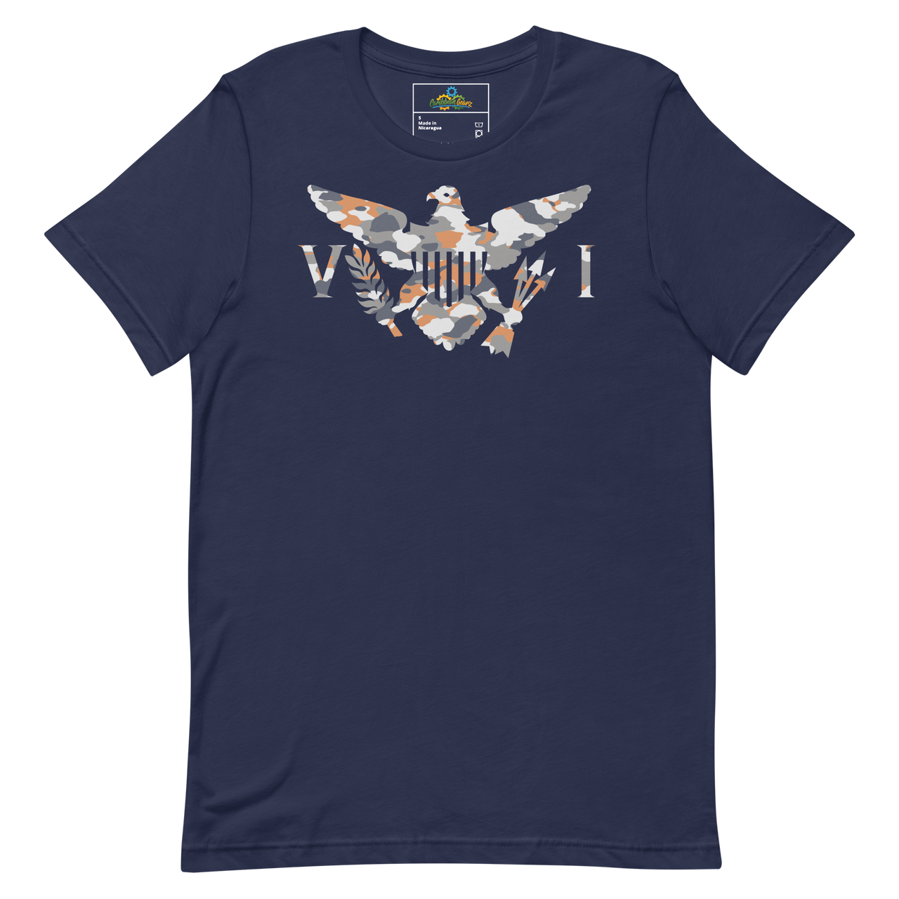 Virgin Islands Flag Orange Grey White Camo Unisex t-shirt