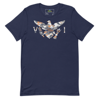 Thumbnail for Virgin Islands Flag Orange Grey White Camo Unisex t-shirt