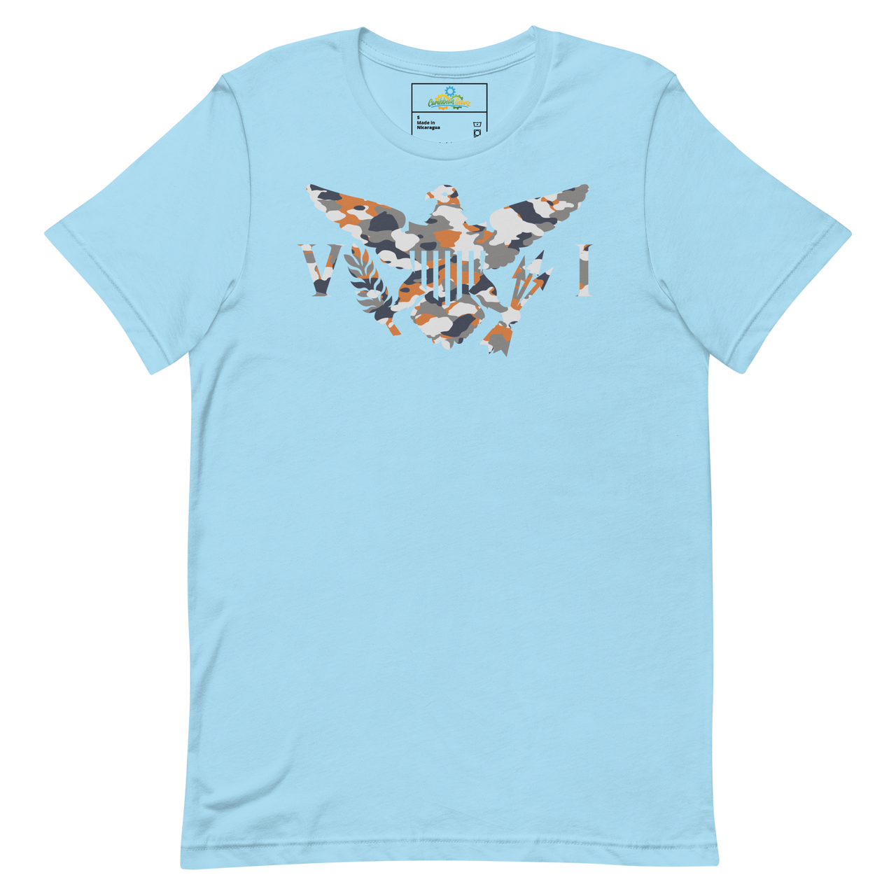 Virgin Islands Flag Orange Grey White Camo Unisex t-shirt