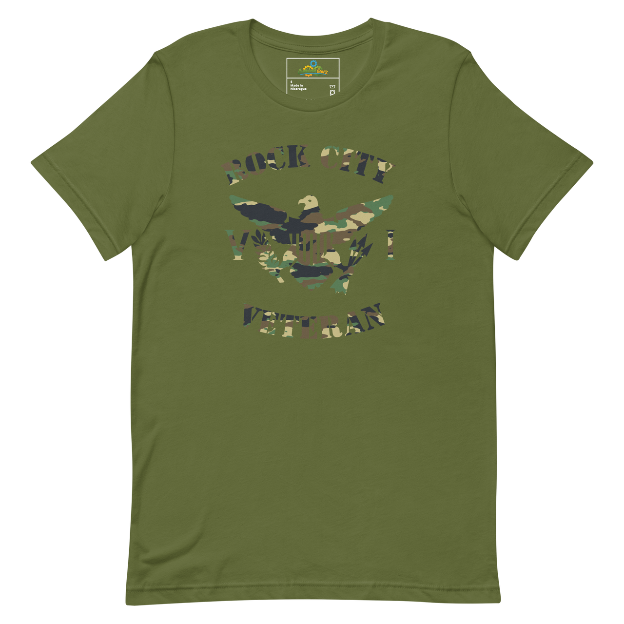 Rock City Veteran Green Camo Virgin Islands Flag Unisex T-Shirt