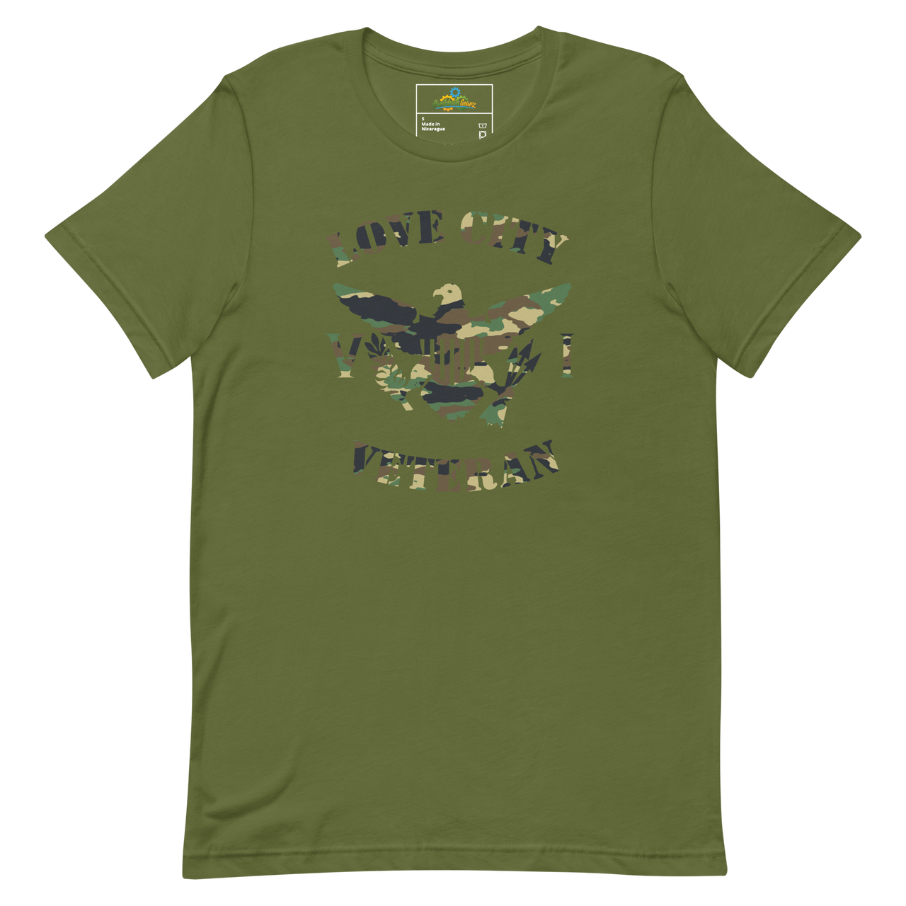 Love City Veteran Green Camo Virgin Islands Flag Unisex T-Shirt