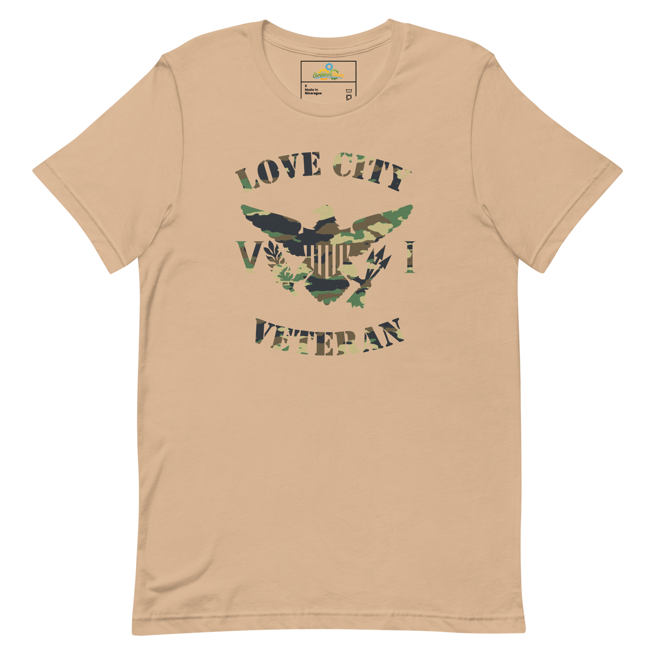 Love City Veteran Green Camo Virgin Islands Flag Unisex T-Shirt