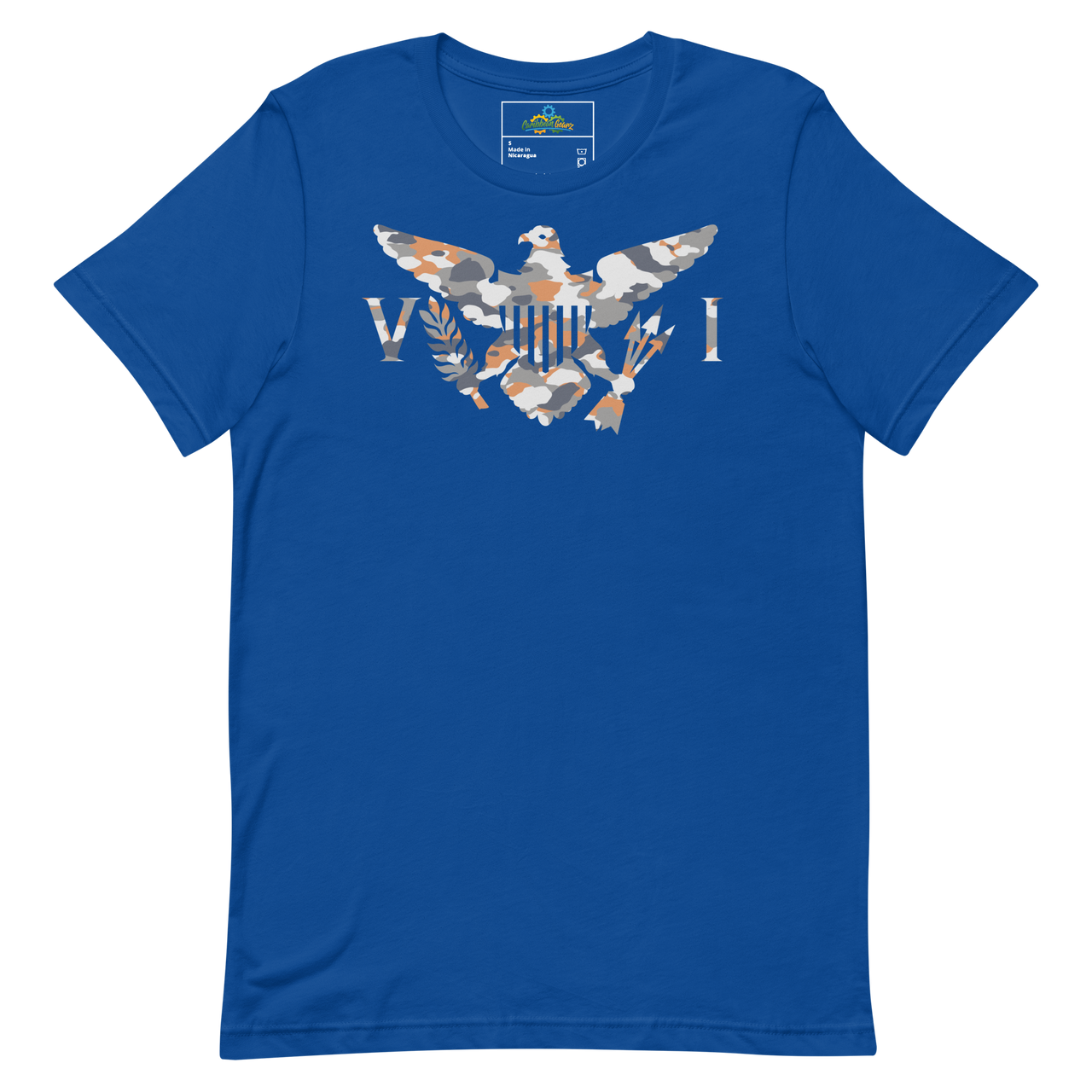 Virgin Islands Flag Orange Grey White Camo Unisex t-shirt