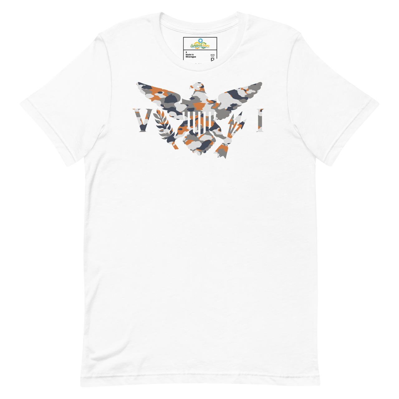 Virgin Islands Flag Orange Grey White Camo Unisex t-shirt