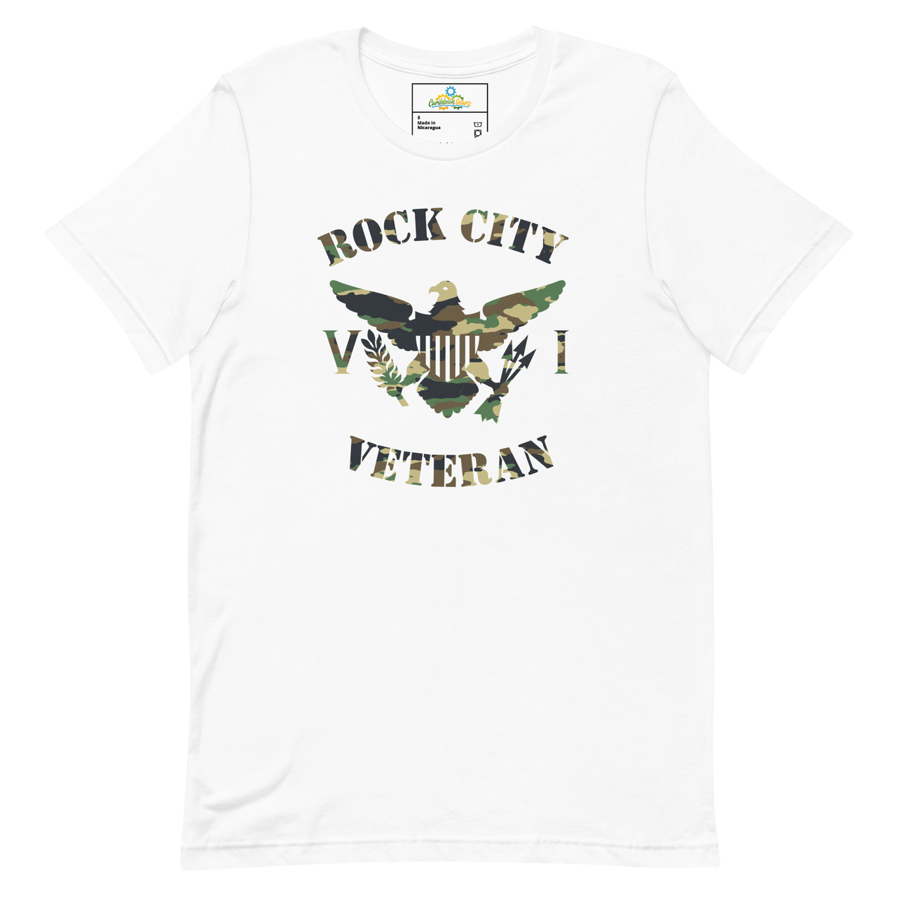 Rock City Veteran Green Camo Virgin Islands Flag Unisex T-Shirt