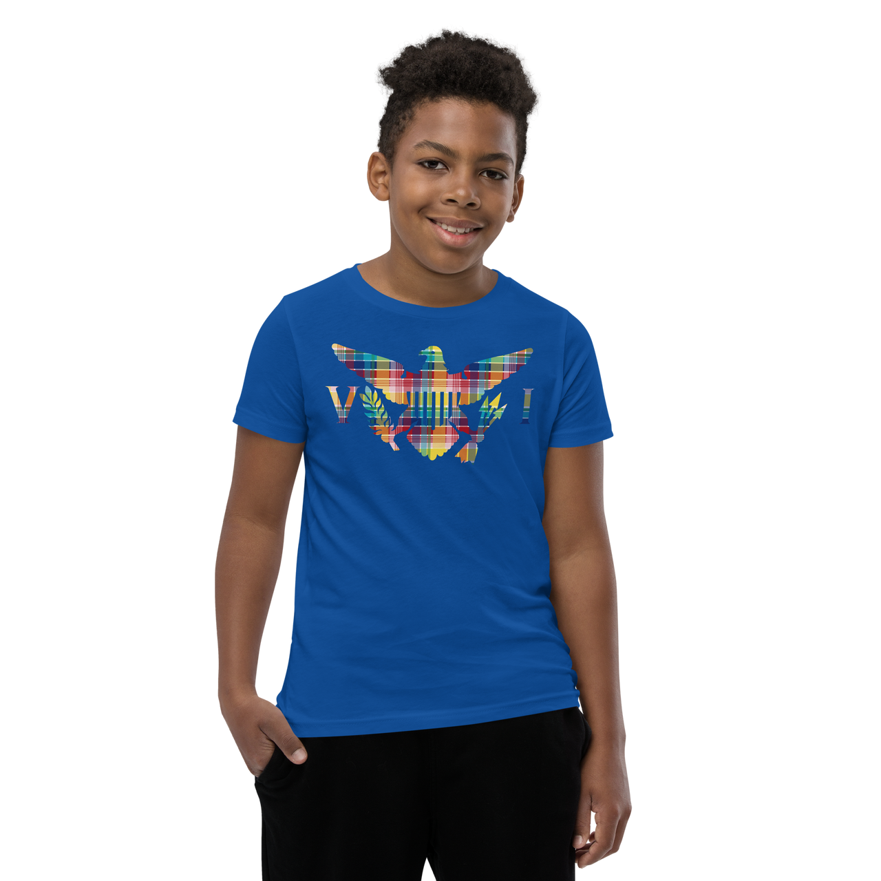 Virgin Islands Madras Flag Youth Short Sleeve T-Shirt