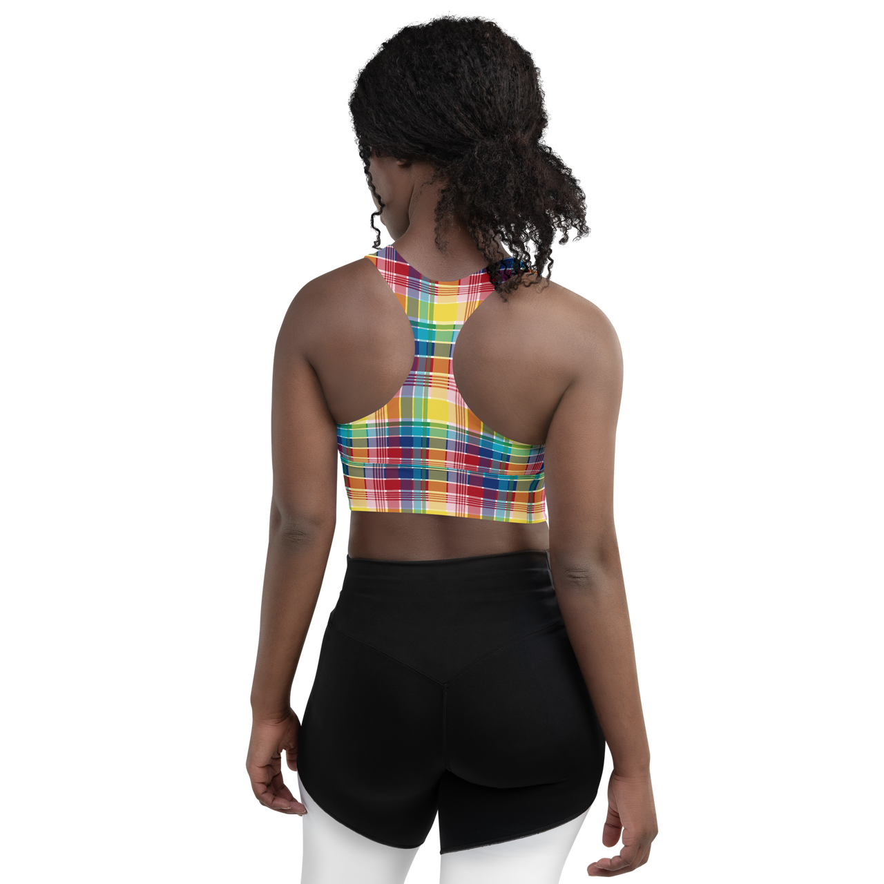 Virgin Islands Madras Longline sports bra