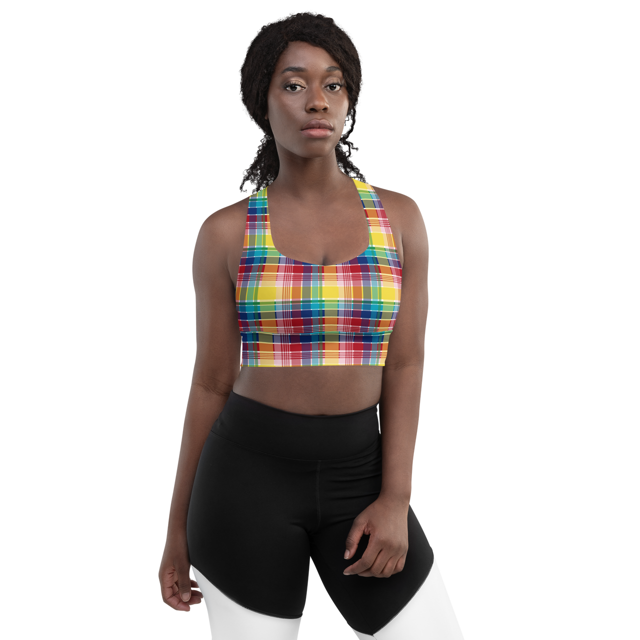 Virgin Islands Madras Longline sports bra