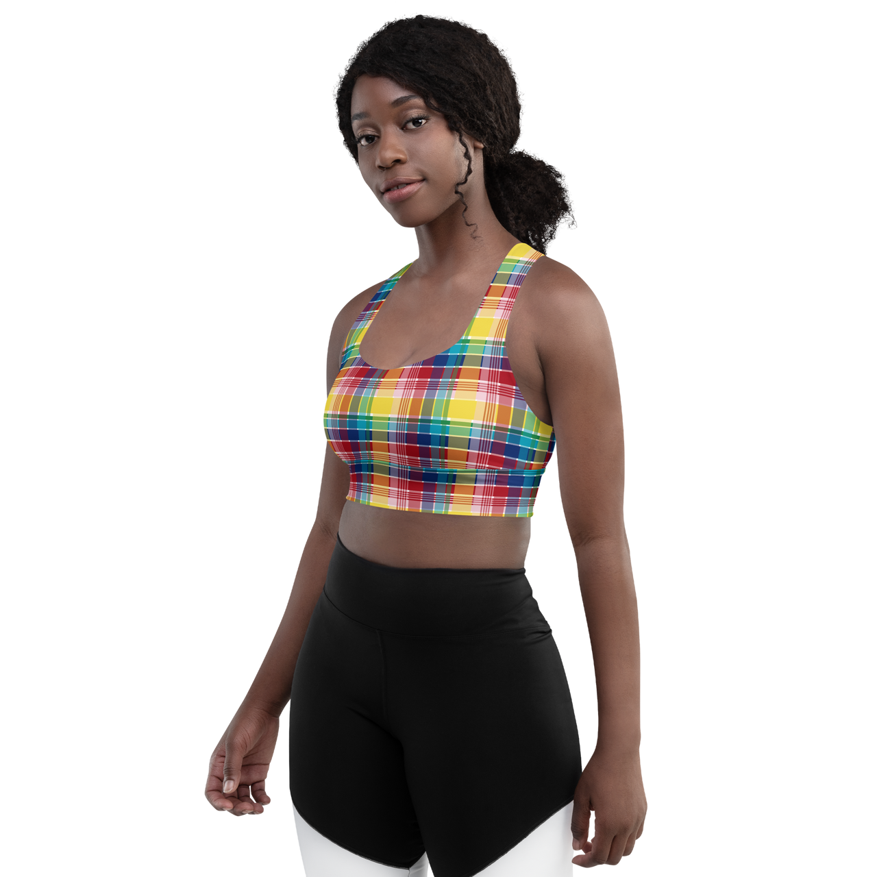 Virgin Islands Madras Longline sports bra