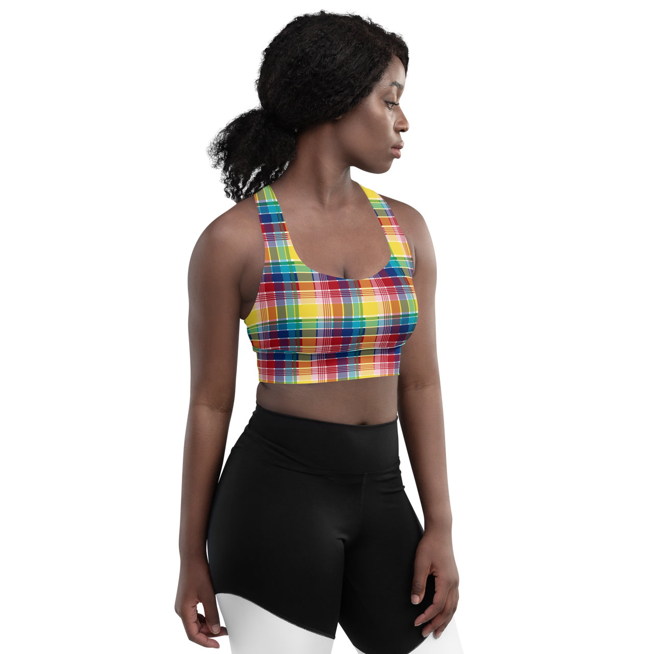 Virgin Islands Madras Longline sports bra