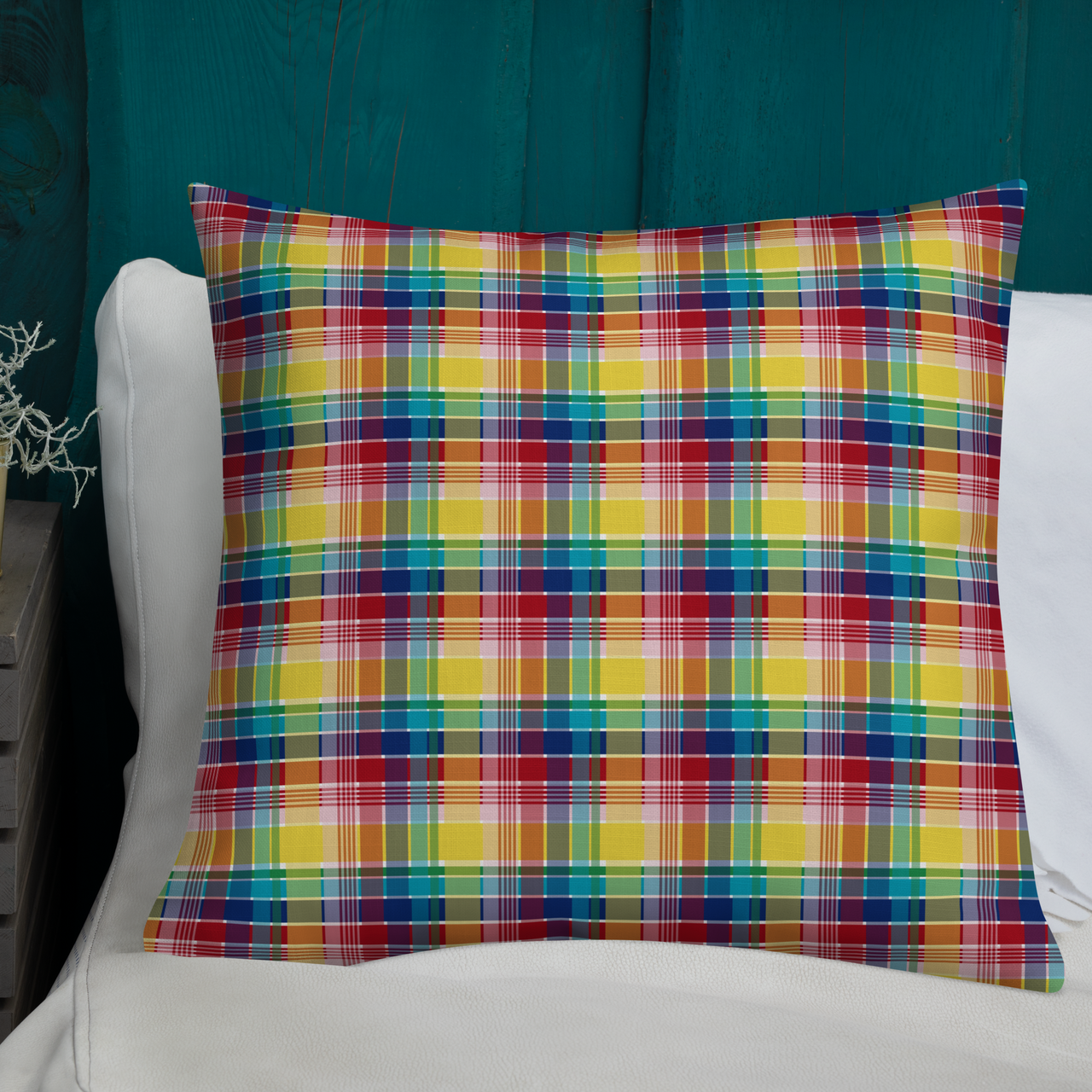 Virgin Islands Madras Throw Premium Pillow