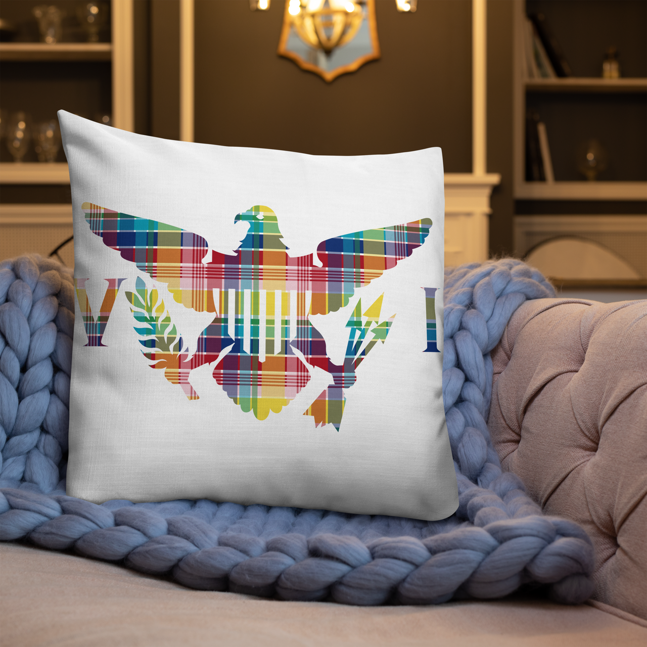 Virgin Islands Madras Throw Premium Pillow