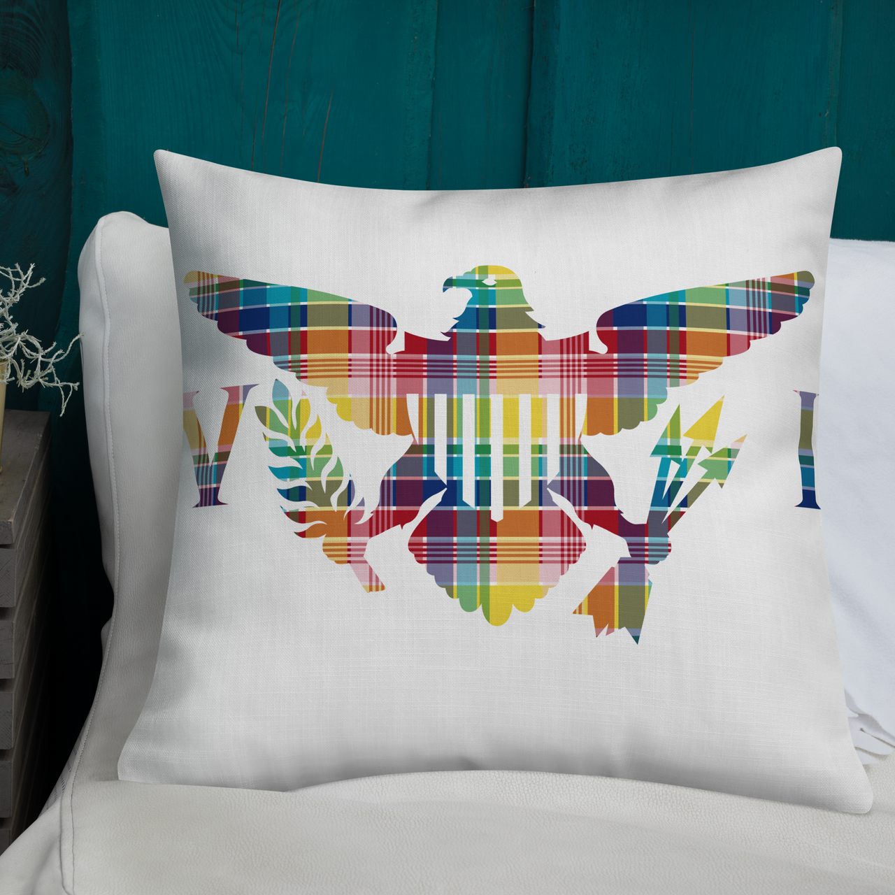 Virgin Islands Madras Throw Premium Pillow