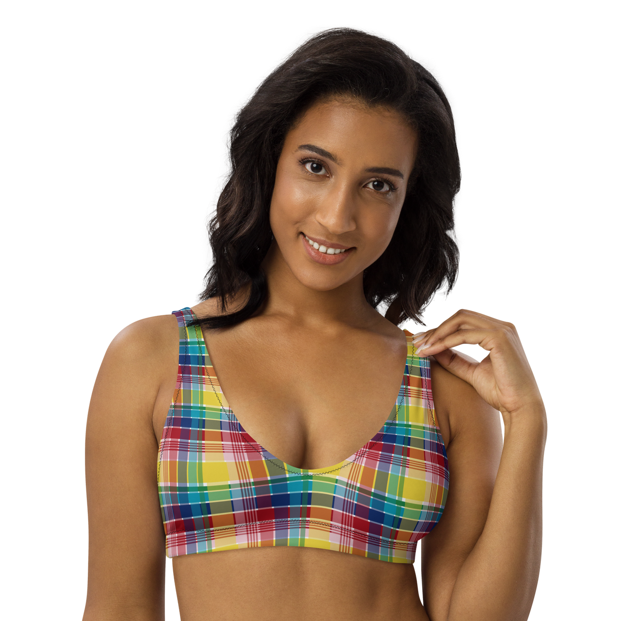 Virgin Islands Madras Recycled padded bikini top