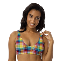 Thumbnail for Virgin Islands Madras Recycled padded bikini top