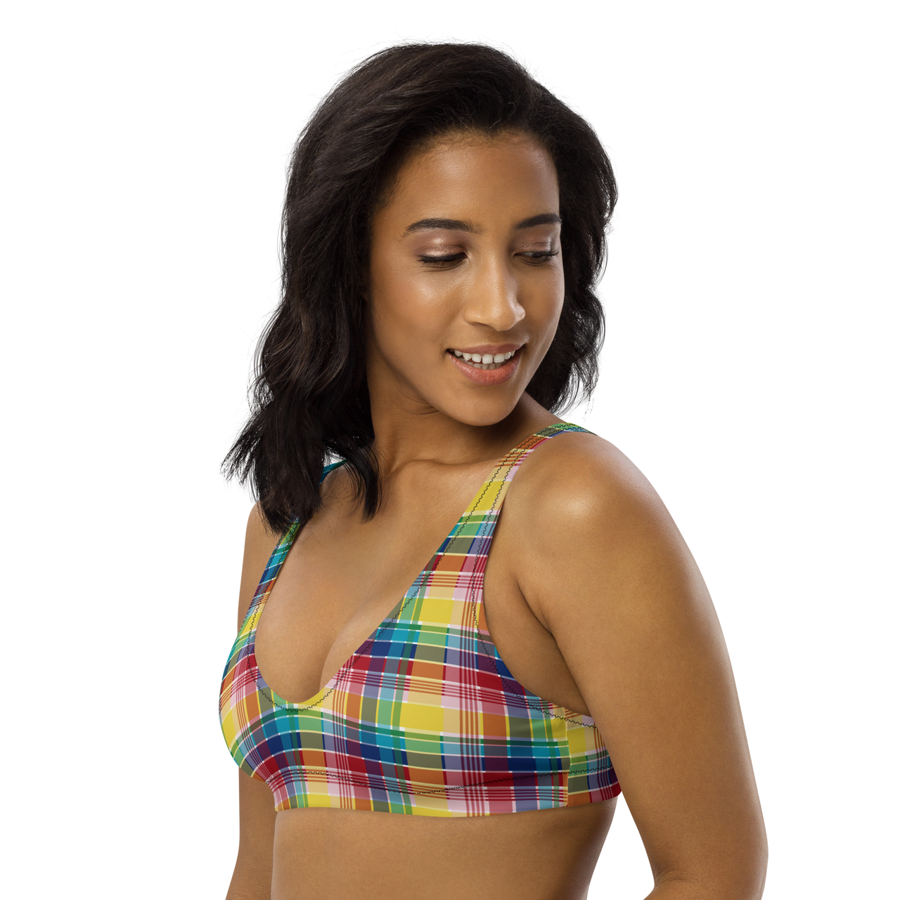 Virgin Islands Madras Recycled padded bikini top