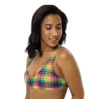 Thumbnail for Virgin Islands Madras Recycled padded bikini top