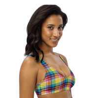 Thumbnail for Virgin Islands Madras Recycled padded bikini top